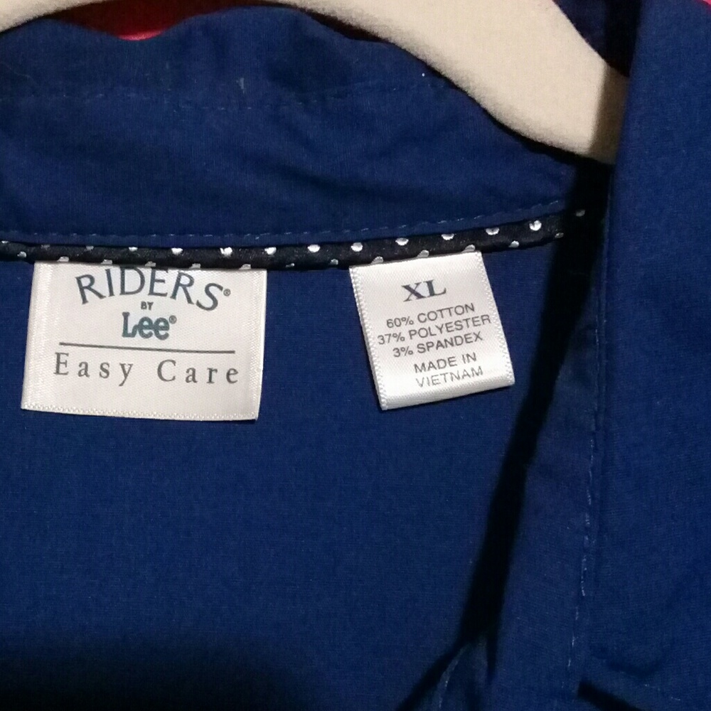 Dark Blue Stretchy Hidden Button Shirt - Picture 3 of 7
